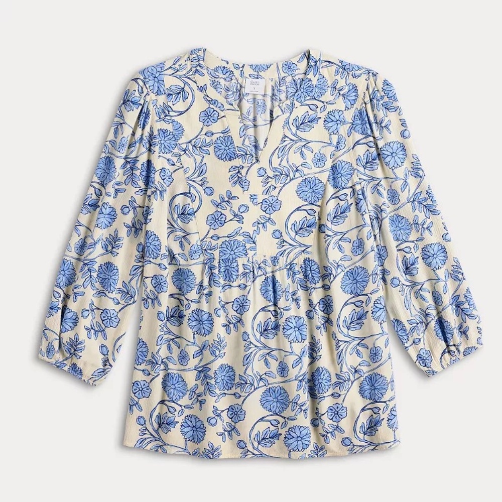 Women's Croft & Barrow® Front Yoke Popover Blouse Petite Medium NWT - Picture 6 of 16